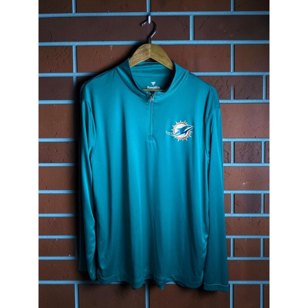 Miami Dolphins Fanatics NFL Quarter Zip Pullover Men's XL Aqua Teal